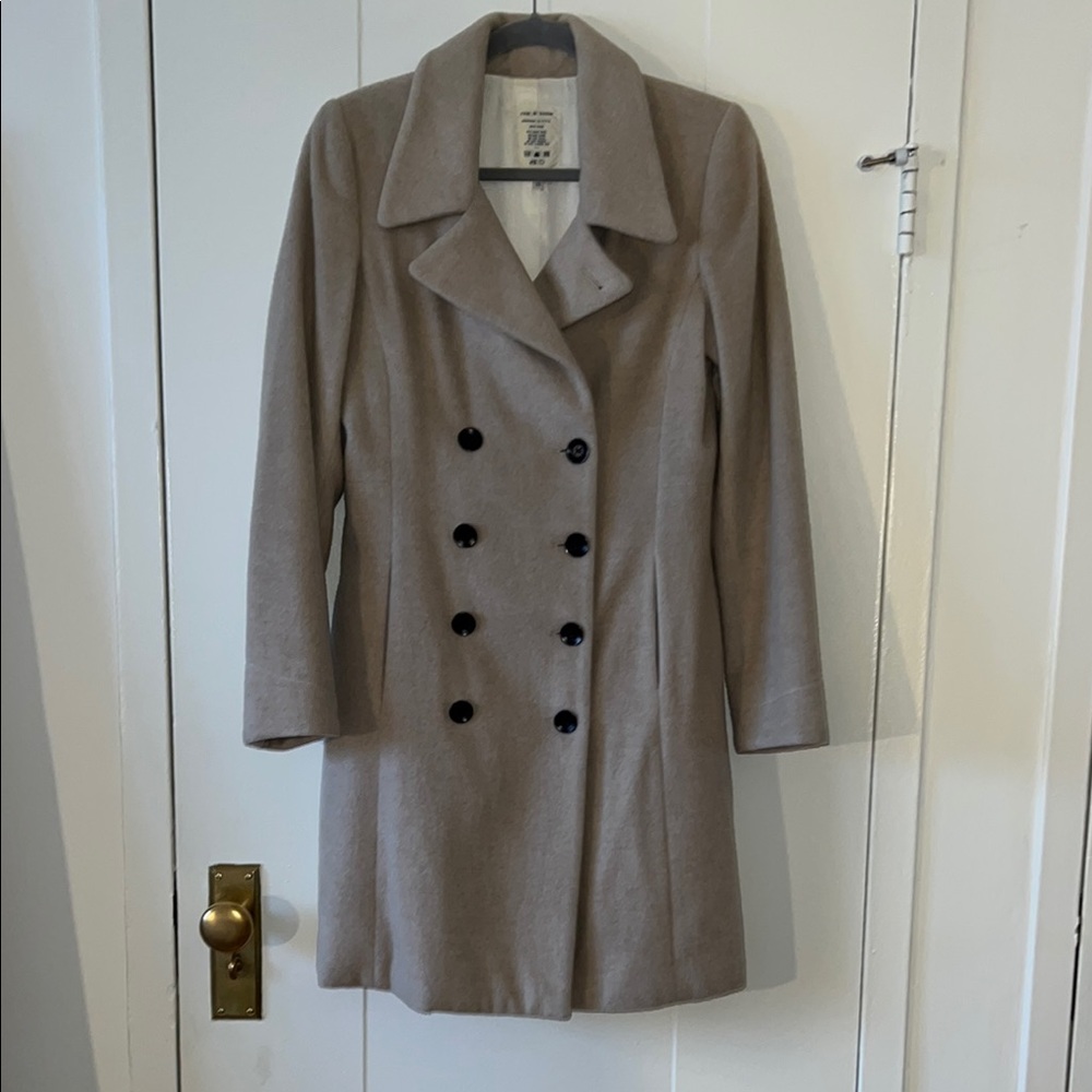 Women's Double-Breasted Tan Wool Cashmere Coat